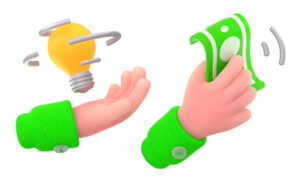Hand holding a light bulb illustration